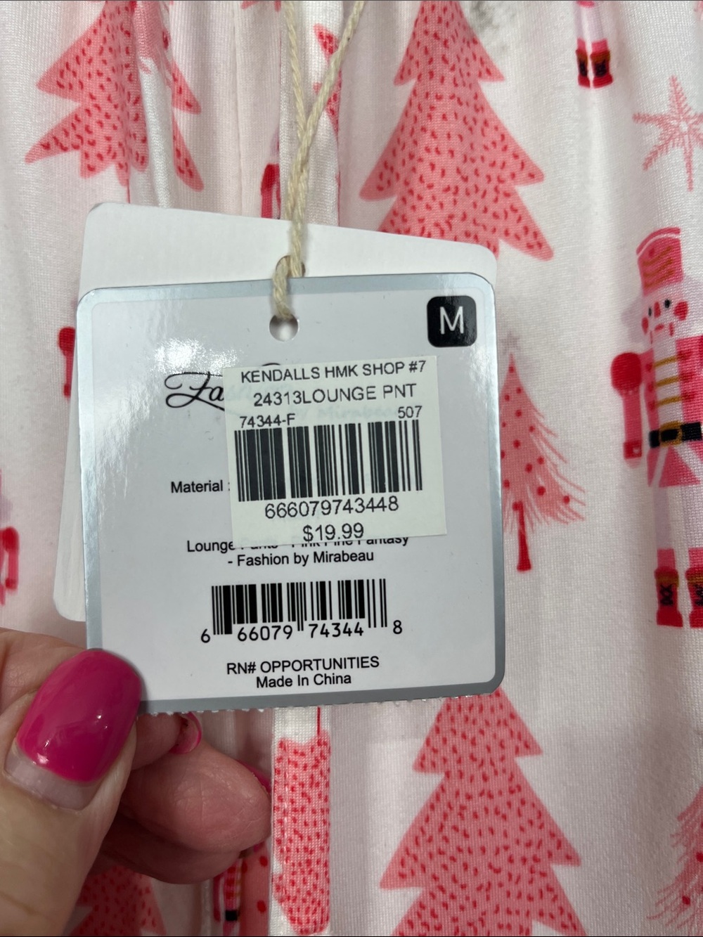 Mirabeau Christmas Lounge Pant Set & Top M Pink White Soft Fun Cozy NWT - Picture 4 of 11